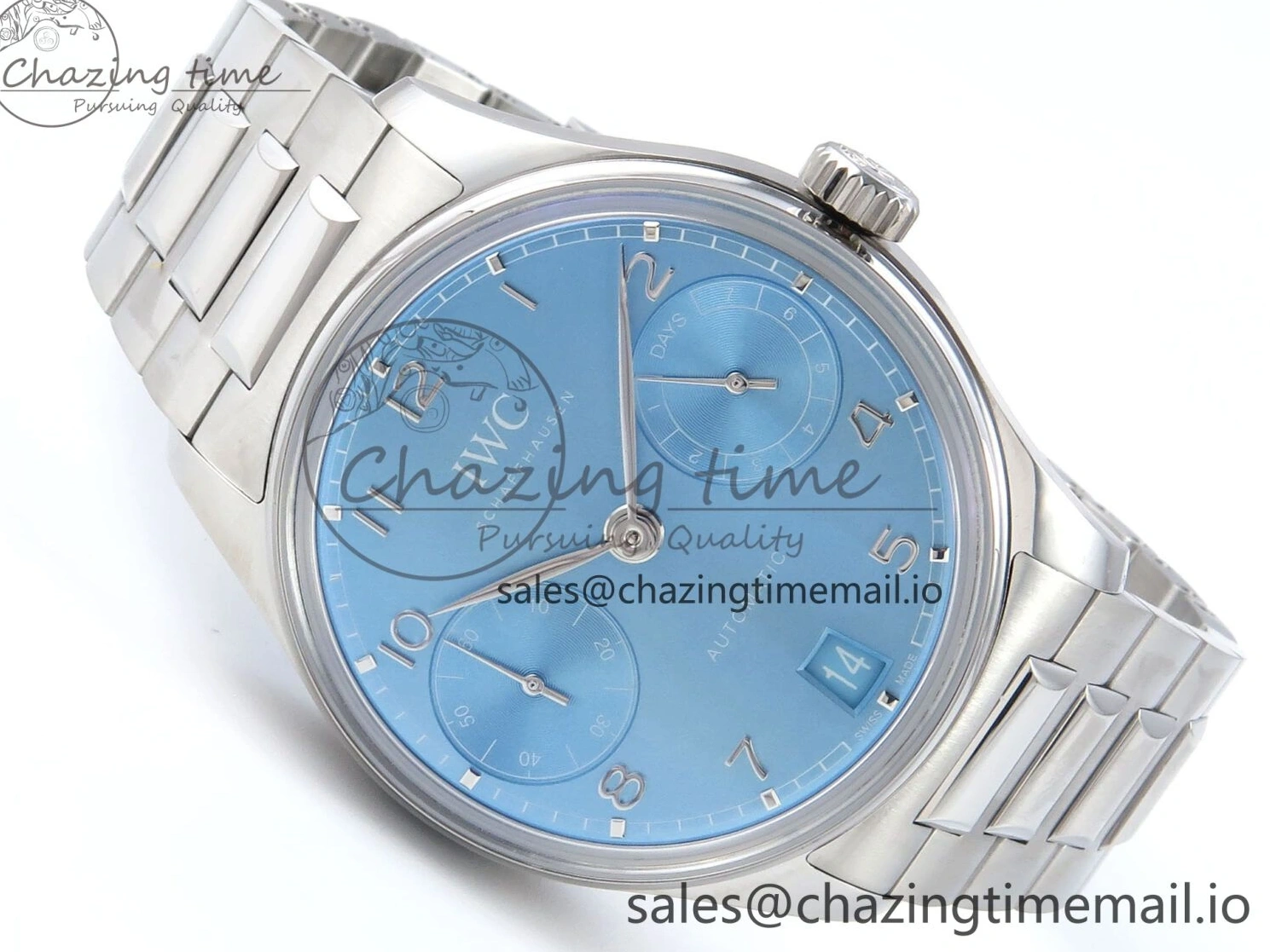 MIROTIME 0506 FashionForward Portugieser Auto IWC0562D APSF 1:1 Best Edition Light Blue Dial on SS Bracelet A 6994